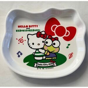 Sanrio Hello Kitty Keroppi 40th Anniversary Tray Dish White Kawaii Melamine